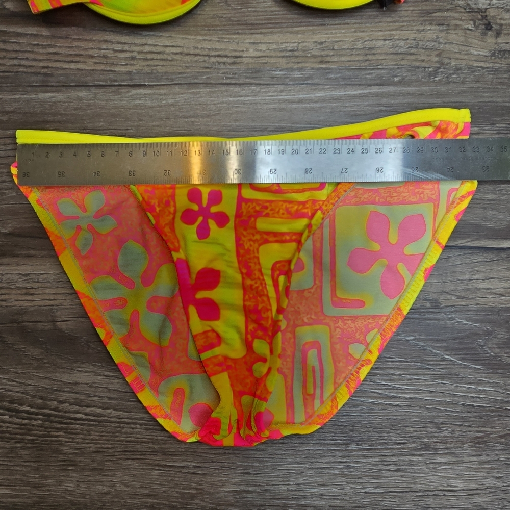 No Boundaries Yellow and Pink Floral Pattern Bikini - Picture 9 of 10